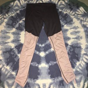 Fabletics Pink and Gray Leggings with Color-Block Design
